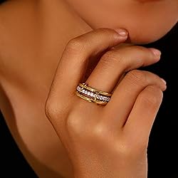 Canboer 14K Gold Plated Interlocked Stackable Rings