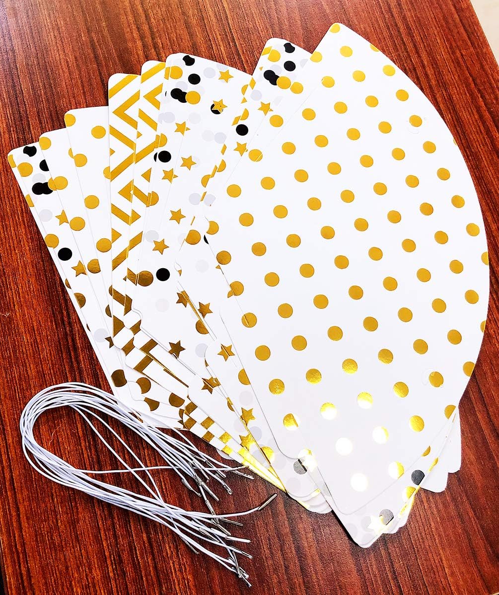 Boieo Gold Birthday Party Hats, 12 pcs Assorted: Clothing