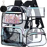 gxtvo Clear Backpack, Heavy Duty Transparent Bookbag, See Through Backpacks for Women Men | Heavy Duty