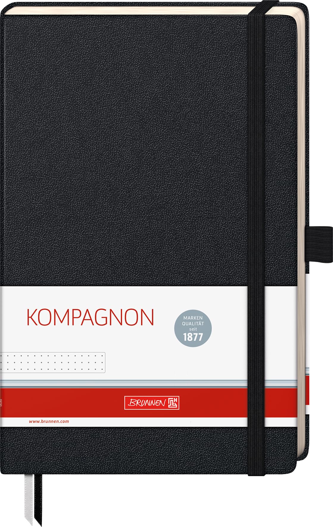 Brunnen 105522905 Notebook Kompagnon Classic Hard 12.5 x 19.5 cm, Dotted, 192 Pages (One Piece), Black
