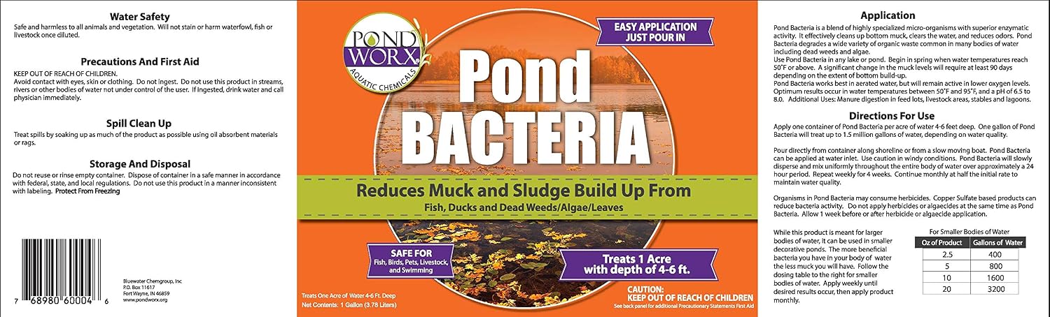 PondWorx Pond Bacteria - Formulated For Large Ponds, Water Features And Safe For Koi - Orange 1 Gallon - Image 5