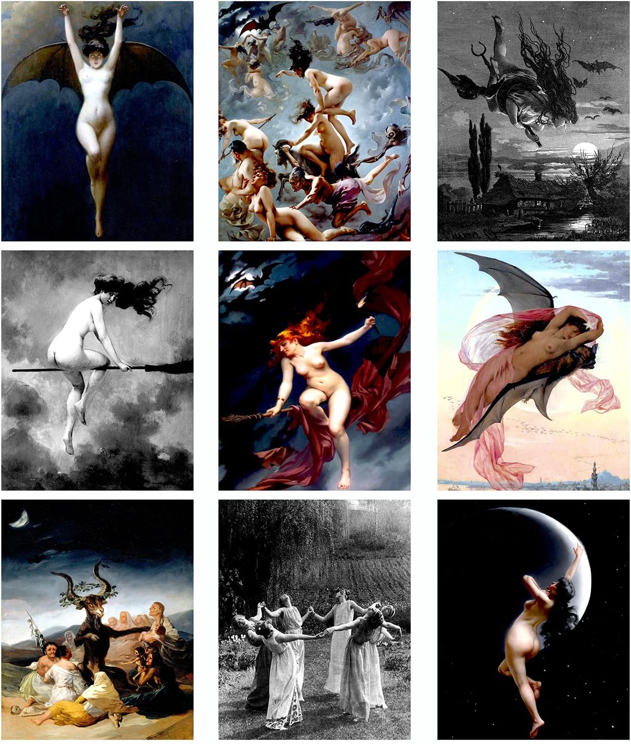 Paintings - Witch Witchy Goth Gothic Wall Art Decor - Wiccan Wicca Witchcraft Whimsigoth Pagan Halloween Vintage Aesthetic Pictures for Room Decoration - Dark Creepy Scary Medieval Academia - 8x10 UNFRAMED Photo