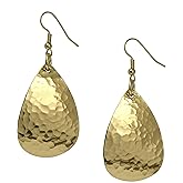 Medium Hammered Tear Drop Nu Gold Brass Earrings By John S Brana Handmade Jewelry Brass Earrings