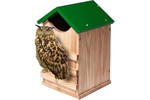 HUMBERBOAT Screech Owl House Owl Box with Bird Stand Design, Owl Nesting Box Wood Owl Box with Mounting Screws, Easy Assembly Required