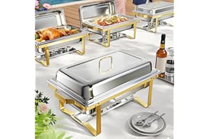 Chafing Dishes for Buffet 4 Pack, 9QT Chafing Dish High Grade Stainless Steel Chafer Complete Set,Steel Handle, Catering Even