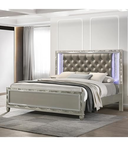 ベッドフレーム ACME FURNITURE / GRANDVIEW BED QUEEN Amazon.com: ACME Furniture Queen Bed, Velvet and Antique