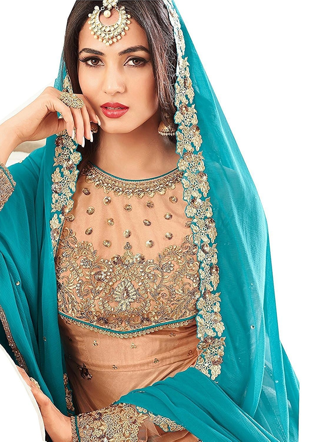 rthub women's embroidered and hand work semi stitched anarkali salwar suit maskeen