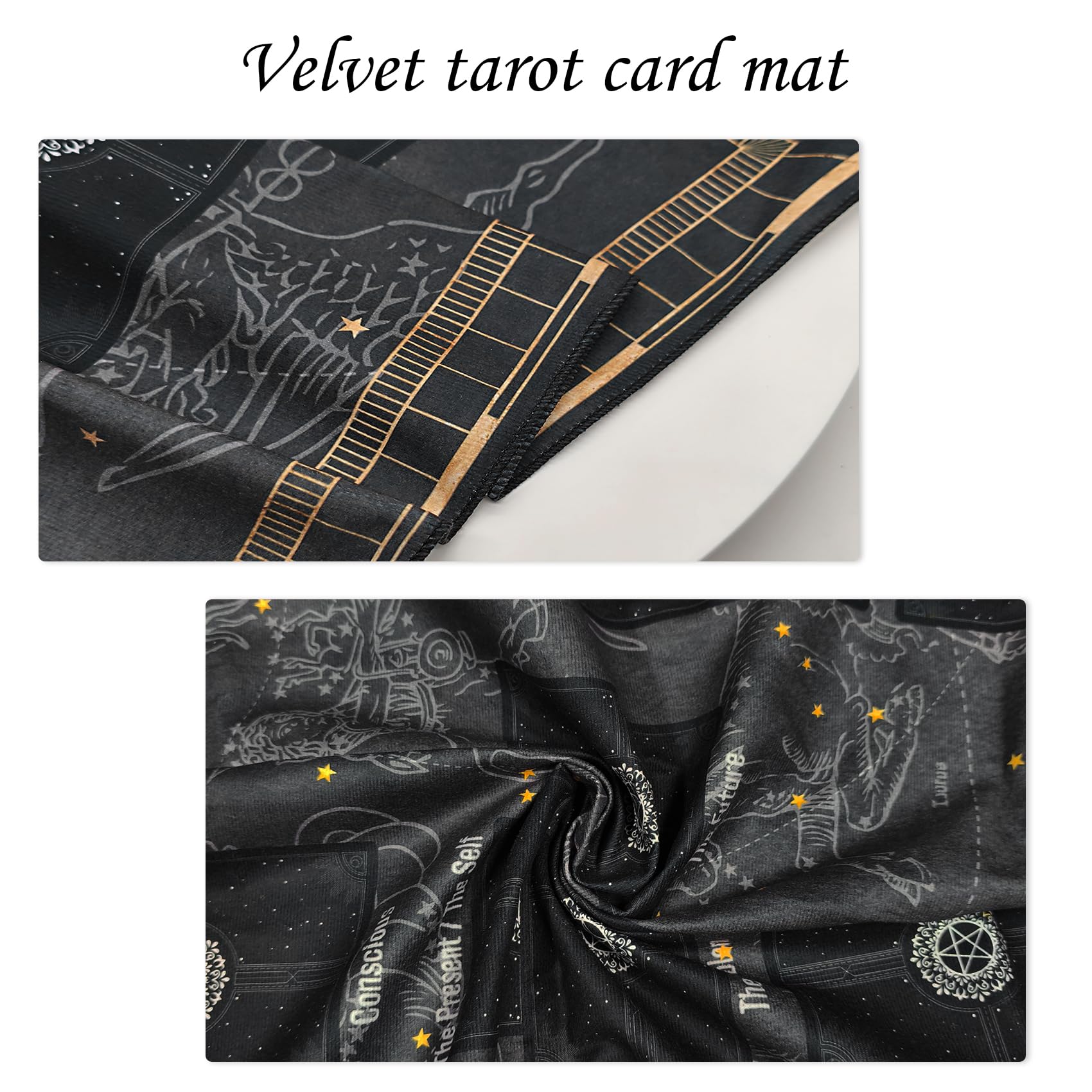 Knana 3Pcs Tarot Card Cloth Tarot Mat Celtic Cross Tarot Cloth for Reading (Gray Black)