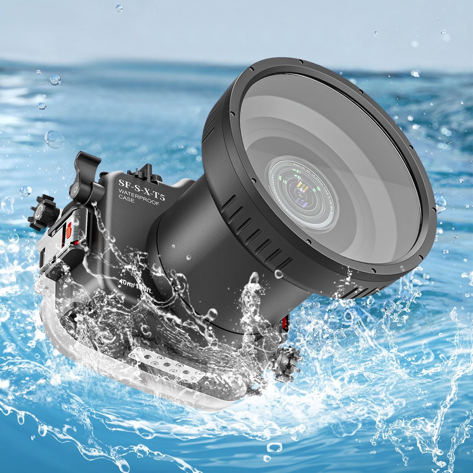 Seafrogs Underwater Housing for Fuji XT5 [40M/130FT] Waterproof Diving Camera Case for Fujifilm xt5 with PL Long Port for XF 16-80mm f/4 R, XF 18-55mm f/2.8-4 R, XF 16-55mm f/2.8 Lens