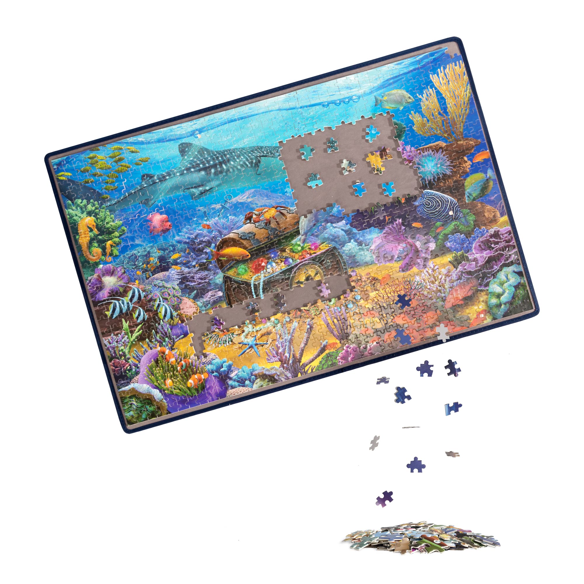 Becko Jigsaw Puzzle Board Portable Puzzle Mat for Puzzle Storage Puzzle Saver, Non-Slip Surface, Up to 1000 Pieces (Grey)