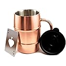 Polar Mugs Double Wall Air Insulated Stainless Steel Mug with Lid and Bottle Opener, 16.9-Ounce, Copper