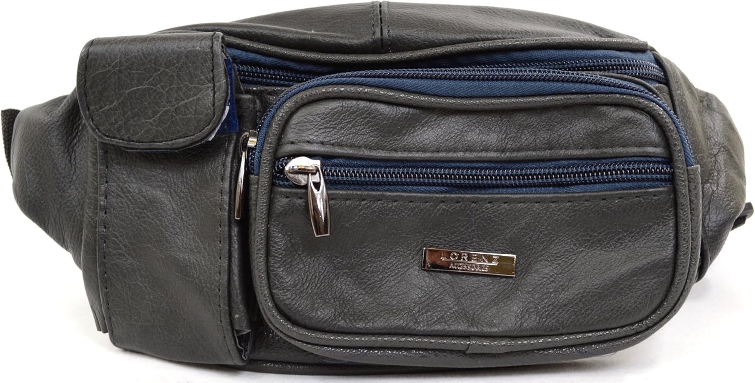 Real Leather Bum Bag with Zipped Pockets and Mobile Phone Pouch (Navy), One Size Amazon.co.uk