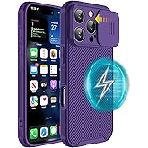 Hitaoyou Magnetic Case for iPhone 16 Pro Max, Camera Protection [Support MagSafe Charging] With Slide Lens Cover, Slim Shockproof for 6.9" Purple
