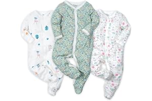 Minicoco Baby Boys Girls Cotton Footies Multi Pack Long Sleeve Baby Footed One-Piece Jumpsuit Multi Pack