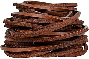 Genique Real/Genuine 3mm Leather Cord 5 Metres, 1/8 inch Leather Strips, Leather Shoe Laces, for Boot Laces, Necklace, Bracelets, Jewelry Making, Crafting, Baseball Glove Repair (Tan, 3MM)