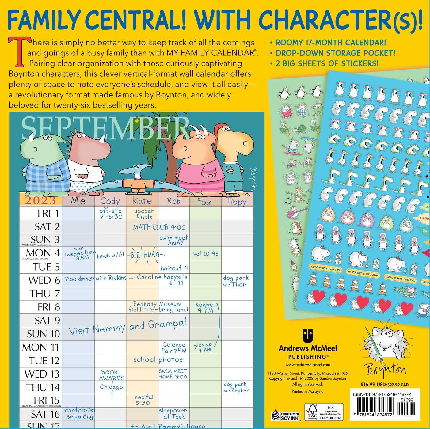 Peabody Academic Calendar 2023 Sandra Boynton's My Family Calendar 17-Month 2022-2023 Family Wall Calendar:  Amazon.co.uk: Boynton, Sandra: 0050837451216: Books
