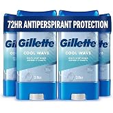 Gillette Antiperspirant and Deodorant for Men, 72hr Clinical Strength Sweat &amp; Odor Protection, Long Lasting Freshness, Anti-White Mark Technology, Clear Gel, Cool Wave Scent, 3.8 oz (Pack of 4)