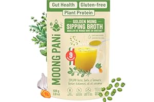 Moong Pani-ITALIAN HERBS, TURMERIC, Golden Sipping Broth, Vegetable Broth Soup Powder, Gluten-Free, Detox, Natural, Lower Sodium, Vegan, Keto, Fiber, Protein, Mung Bean, 9 Servings