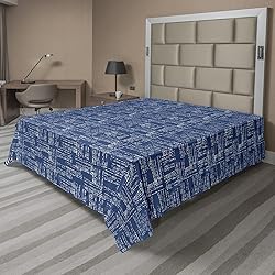 Ambesonne Blue and White Flat Sheet, Watercolor