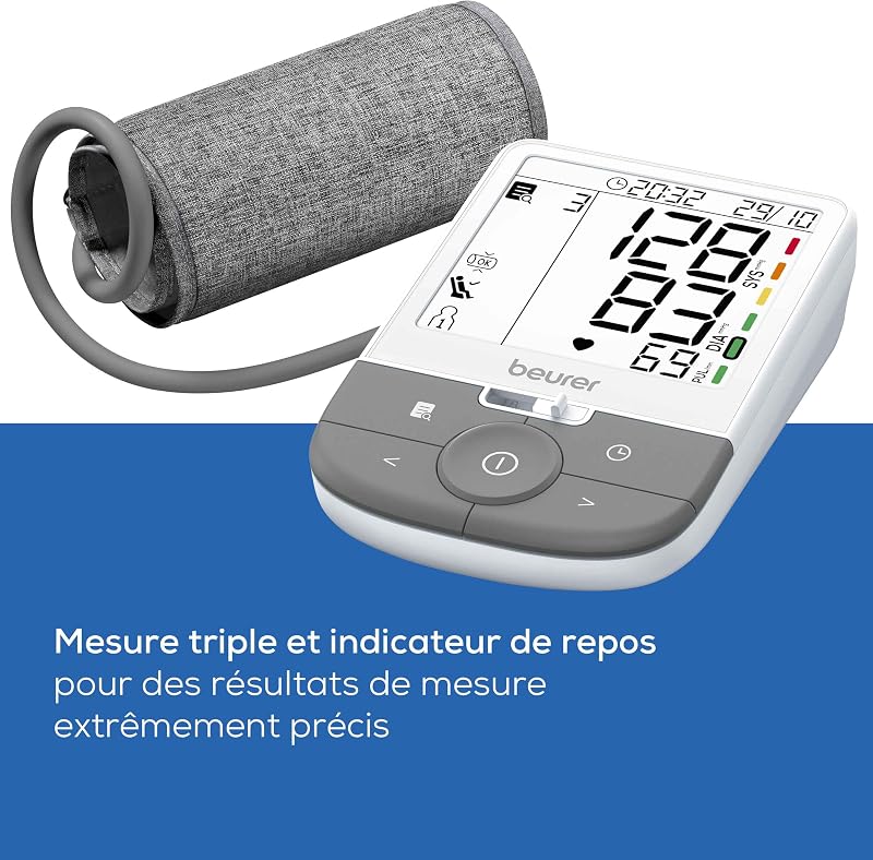 BM 53 Tensiomètre pour bras, fabriqué en Europe, cliniquement validé, détection fibrillation auriculaire, indicateur de risque, bras 22-42 cm, transfert de données vers Apple Health