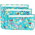 Bumkins Travel Bag, Toiletry, TSA Approved Pouch, Zip Bag, Quart Size Airline Compliant, Clear-Sided, Baby, Diaper Bag Organization, Makeup, Accessories, Packing, Set of 3 Sizes, Hello Kitty