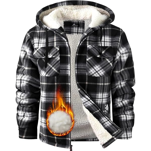 GEEK LIGHTING Men's Flannel Shirts Jacket Sherpa Lined Fleece