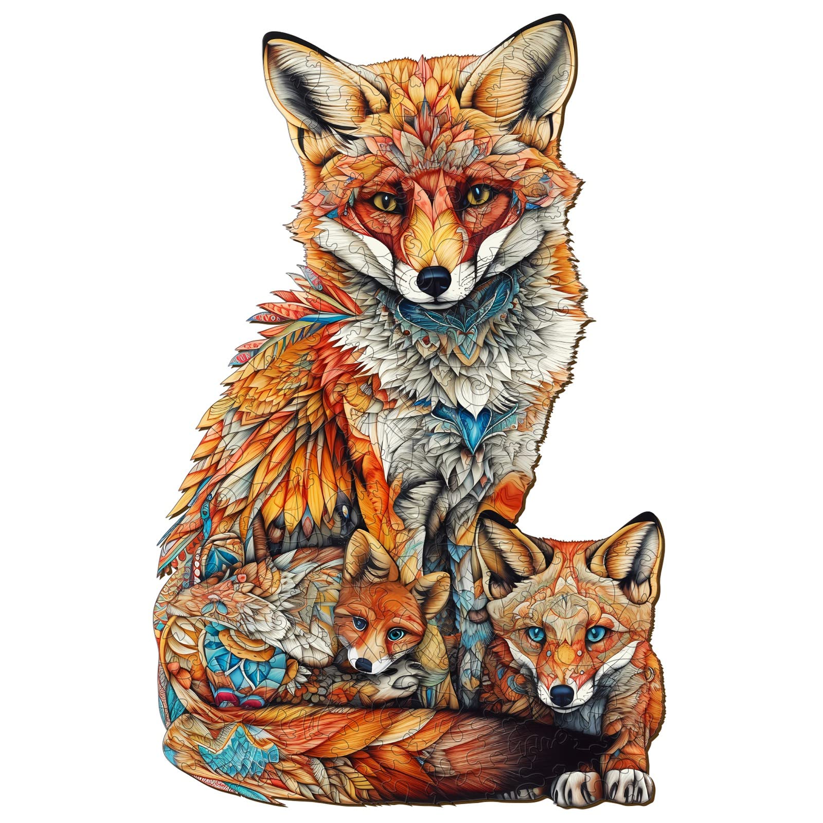 Jigfoxy Wooden Puzzles for Adults, Fox Family Wooden Jigsaw Puzzles ...