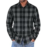 COOFANDY Mens Flannel Shirts Long Sleeve Button Down Shirt with Pocket Casual Shirts Work Shirts for Men