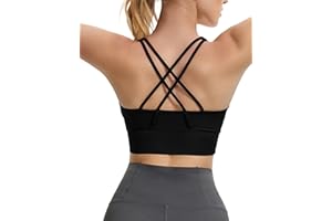 Gxpok Strappy Sports Bras for Women Medium Impact Criss Cross Yoga Workout Tops