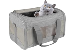 Cat Carrying Case - Pet Carrier Airline Approved, Protable and Breathable Pet Travel Carrier Removable Fleece Pad, Collapsibl