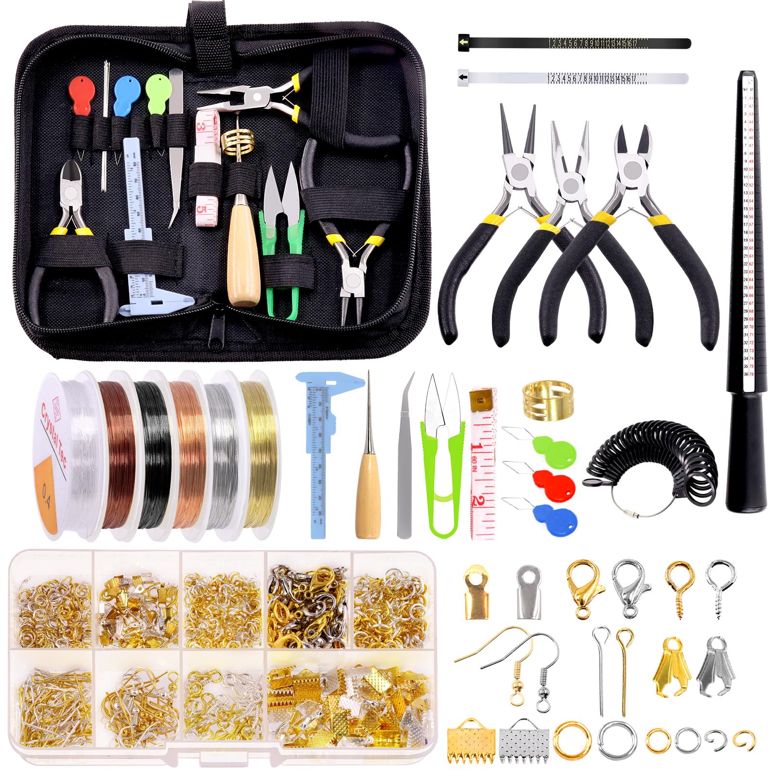 GLARKS 950pc Jewelry Making Supplies Kit with Tools, Pliers, Wires, Findings, Measuring Tools for DIY Earring, Necklace Craft, Repair — image 1