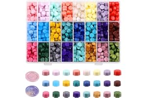 Rustark 1200Pcs 24 Colors Wax Seal Beads Set, Sealing Wax Beads Letter Wax Seal Wax Pellets for Stamp Seals, Letter, Wedding 