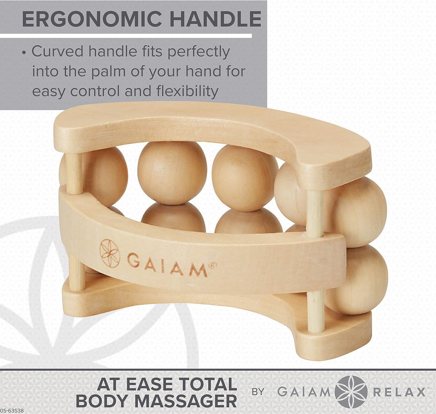 Gaiam Relax Massage Ball Roller - Handheld Wooden Total Body Massager for Back, Neck, Foot, Calf, Leg, Arm | Deep Tissue Massager Relief for Sore Muscles: Sports & Outdoors