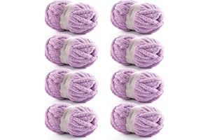 NDICANG 8 Pack Chunky Yarn for Hand Knitting - Chunky Chenille Blanket Yarn for Crocheting - Jumbo Fluffy Yarn for Crochet - Super Bulky Yarn 28.4 yds 7.7 oz Each Skein (Lavender)