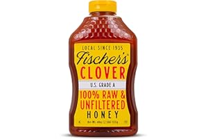 Fischer's 100% Pure Clover Honey, 40 oz – Unfiltered Raw Honey in a Squeeze Bottle – All-Natural Sweetener – Rich Flavor Profile, Packed with Nutrients