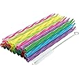 Jacent Plastic Reusable Kids Straws Plus Cleaning Brush, 6 Inch: 24 Straws