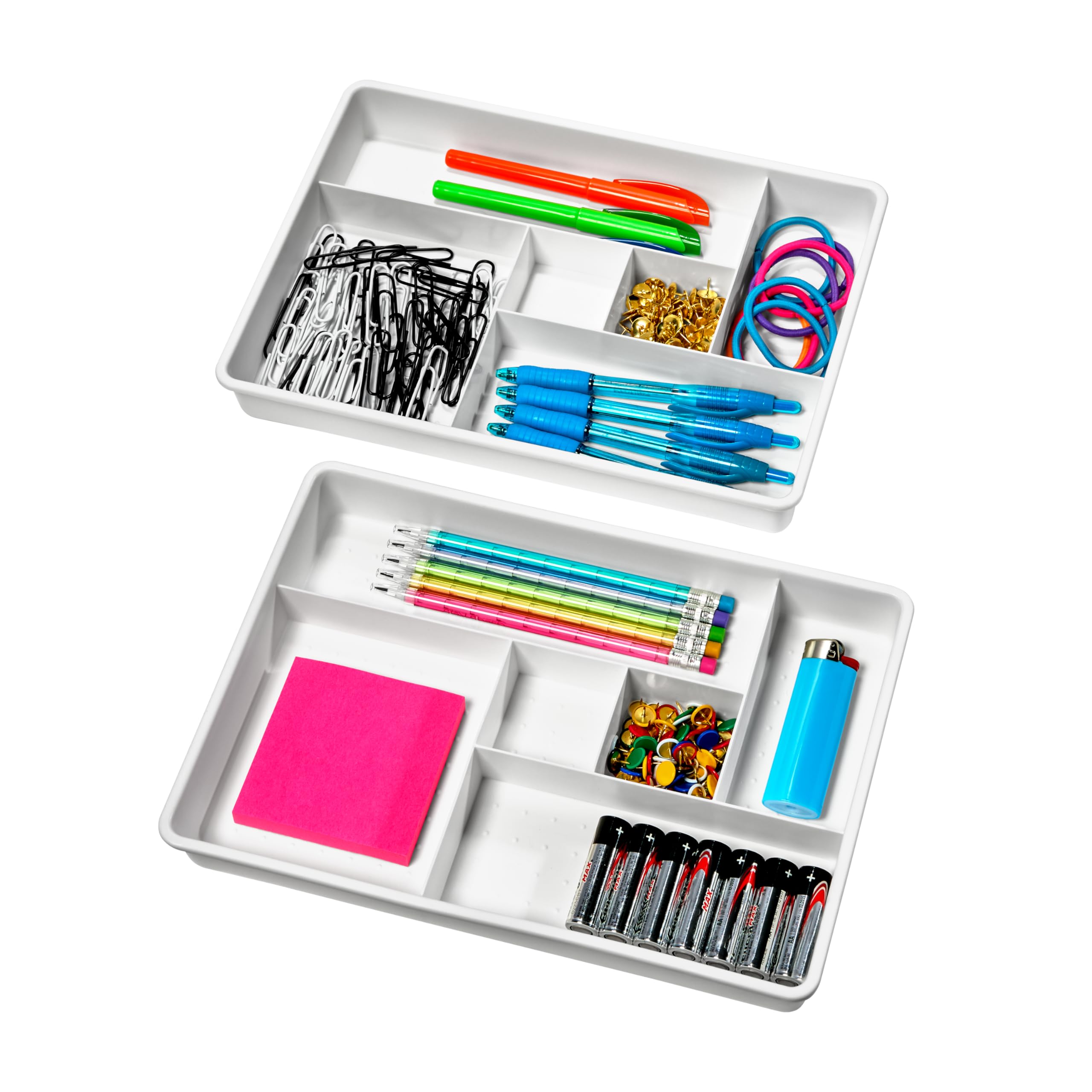 madesmart Two-Piece Drawer Organizer - White | VALUE COLLECTION | 12-Compartments | Holds Objects with a Variety of Sizes | Easy to Clean | BPA-Free,10.75 x 7.50 x 2.60 in (27.31 x 19.05 x 6.60 cm)