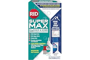 RID Super MAX 5-in-1: Hair & Home Complete Lice Treatment Kit, Kills Super Lice & Eggs in Hair & Home, 3.4 FL OZ Lice Shampoo + Nit Removal Comb + Home Lice Spray