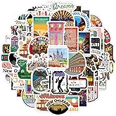 62pcs New Orleans Stickers,Aesthetic Musical Instrument Decorations for Water Bottles, laptops, suitcases, Birthday Party Supplies, Mother's Day Scrapbook Stickers