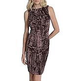DKNY Women's Sleeveless Jewel Neck Ruched Bodice Mini Dress