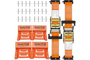 HACCOPLANET Wheel Chock Tie Down Kit(2,000lb Break Strength) 2” Heavy Duty E Track Trailer Tire Straps System for UTV, ATV, Lawn Mower - Ratchet Tie Down Accessories with E Track for Four Wheeler (2pk)