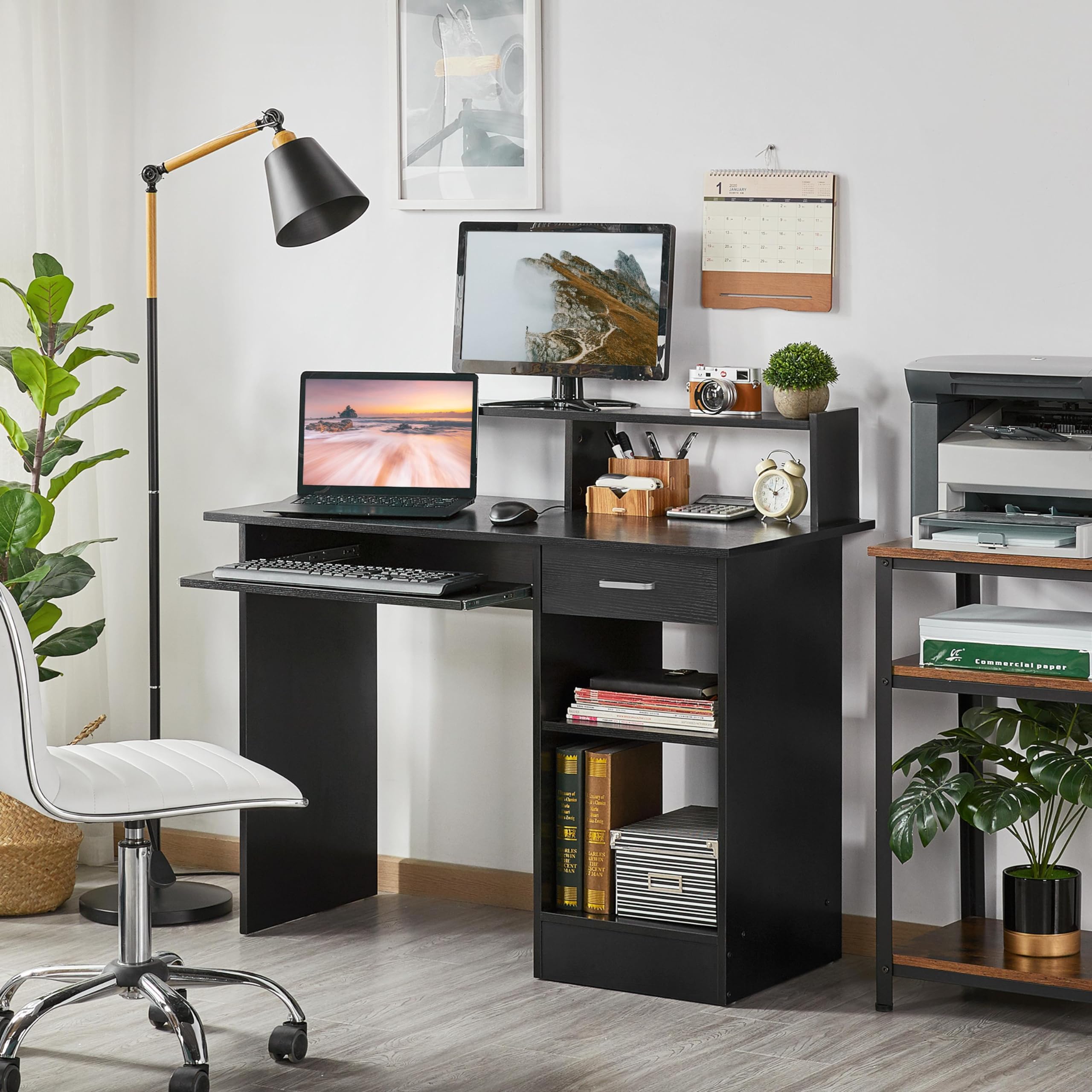 Yaheetech Home Office Wood Computer Desk With Drawers And PullOut