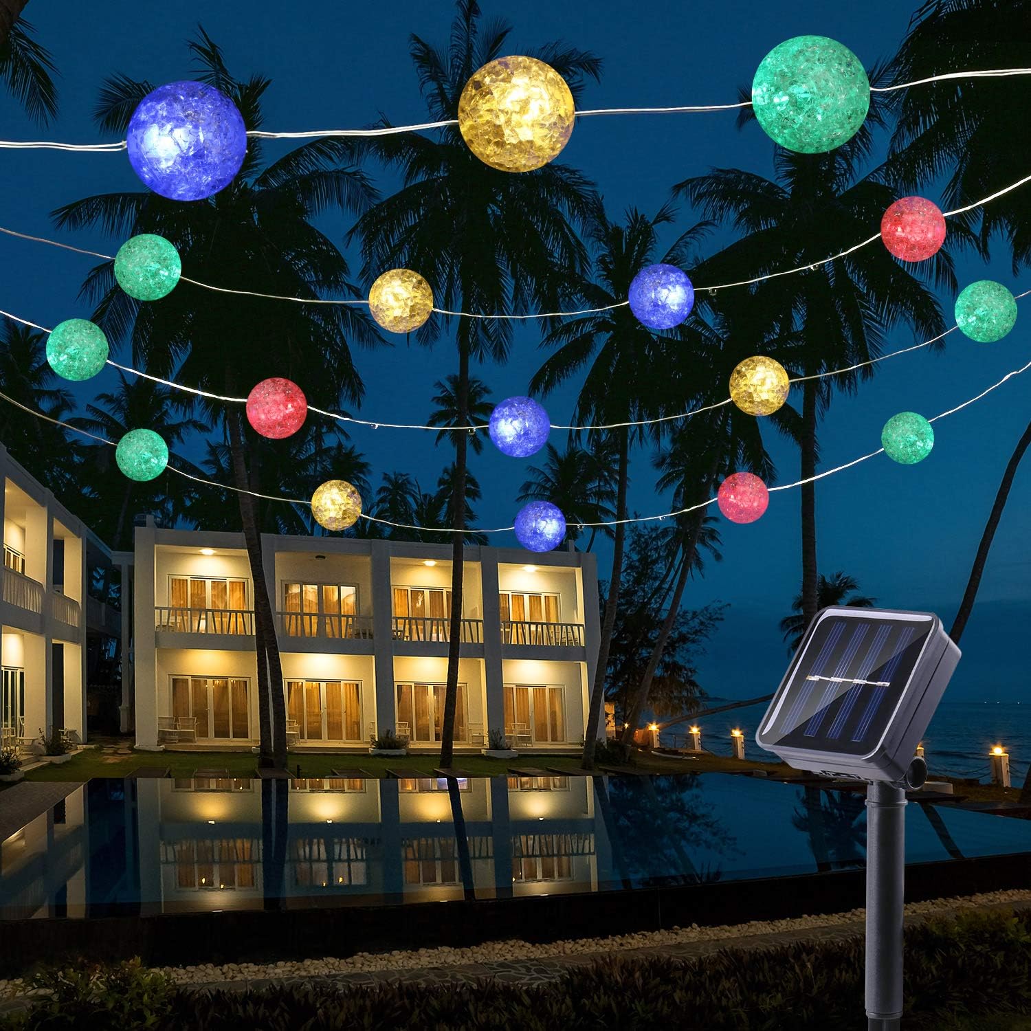 Solar String Lights Outdoor, BrizLabs 22.73ft 50 LED Multicolour