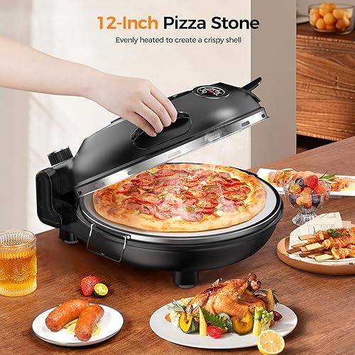 Amzmoon Pizza Oven Indoor Portable, 12 Inch Countertop Indoor