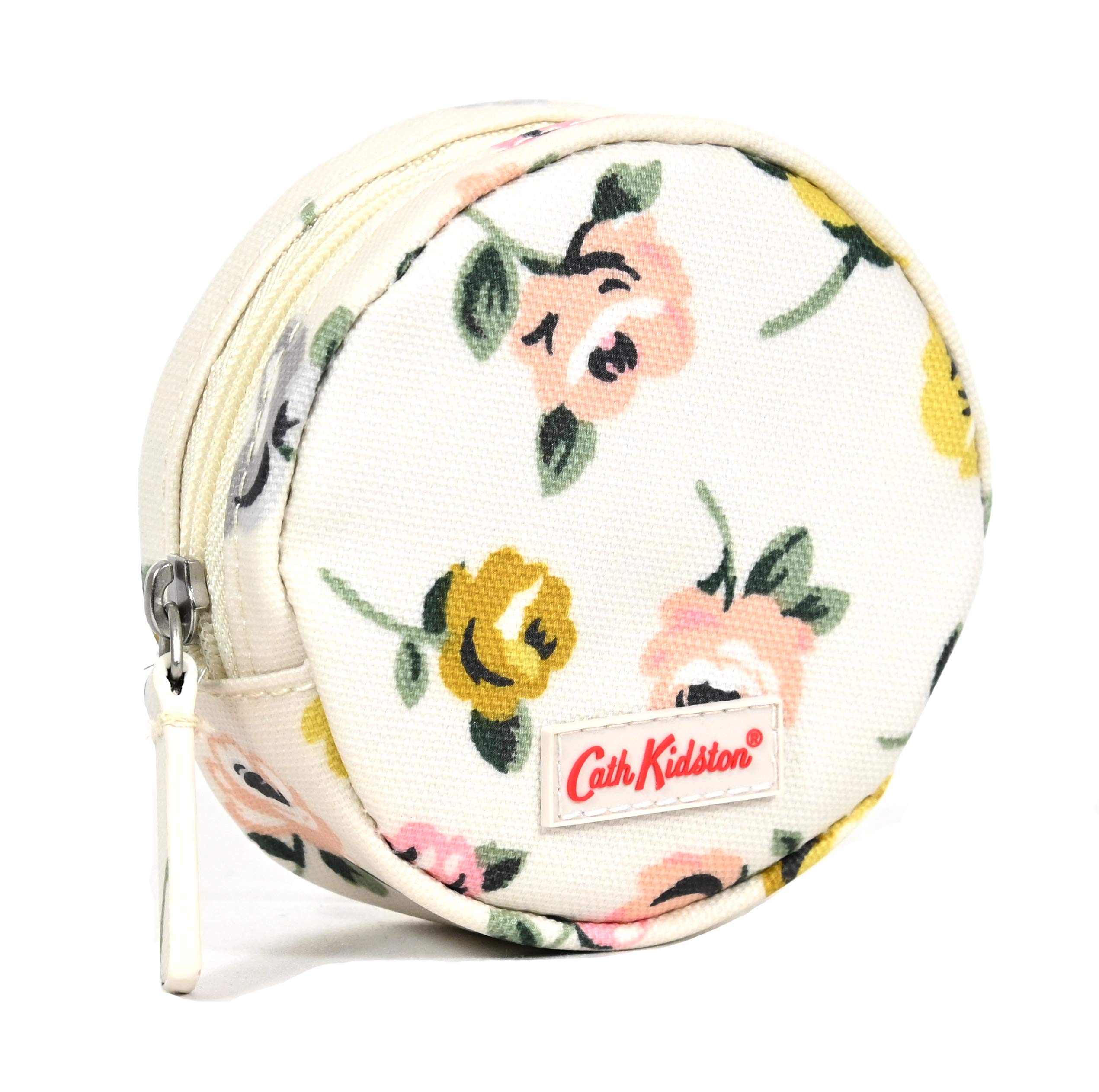 Cath Kidston Circular Coin Purse in Button Rose Design in Stone Cream Oilcloth
