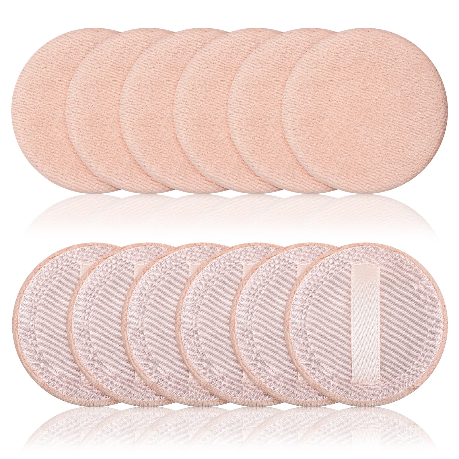 Photo 1 of 12 Pcs Makeup Cotton Powder Puff Velour Makeup Puffs with Strap Round Face Body Powder Puffs Washable Cosmetic for Loose and Pressed Powders