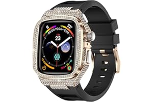 PEIPEIJIA Bling Diamond Case with Band for Apple Watch 42mm, Compatible with Iwatch Series 11 10, Gold Rose Case and Correa Para Apple Watch for Women, Luxury Apple Watch Band for Man