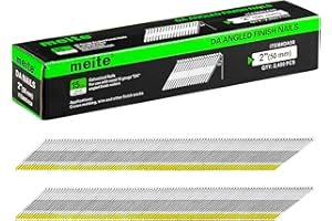 meite 15 Gauge Angled Finish Nails 2 Inch 34 Degree Nails for Pneumatic Electric Finish Nailer Gun, Galvanized No-Rust Finishing Nail for Cabinet Crown Baseboard Door Trim, DA Series 2,400 PCS