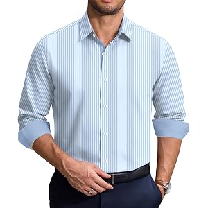COOFANDY Men's Printed Dress Shirts Long Sleeve Business Button Down Shirt Contrast Collar Shirts for Men