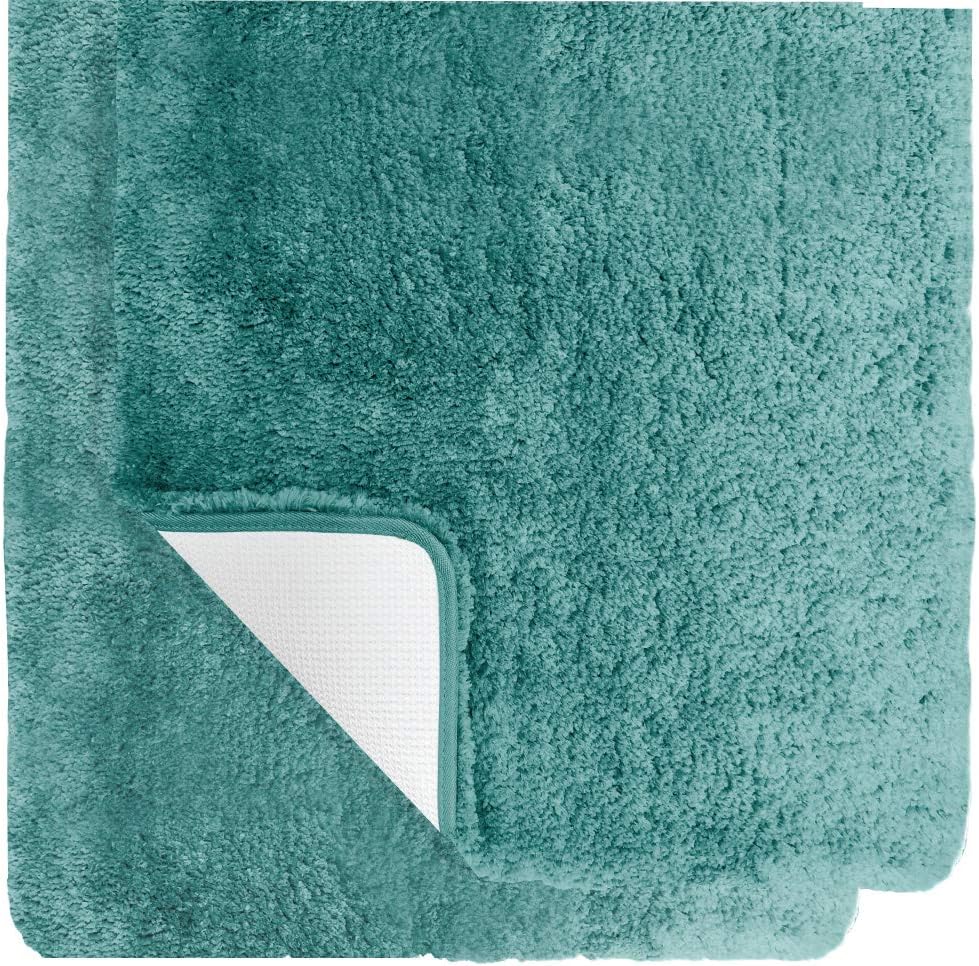 Gorilla Grip Original Premium Luxury Bath Rug, Set of 2 17x24 Inch Rugs, Incredibly Soft, Thick, Absorbent Bathroom Mat Rugs, Machine Wash and Dry Carpet, Plush Mats for Bath Room, Shower, Spa Blue: Kitchen & Dining